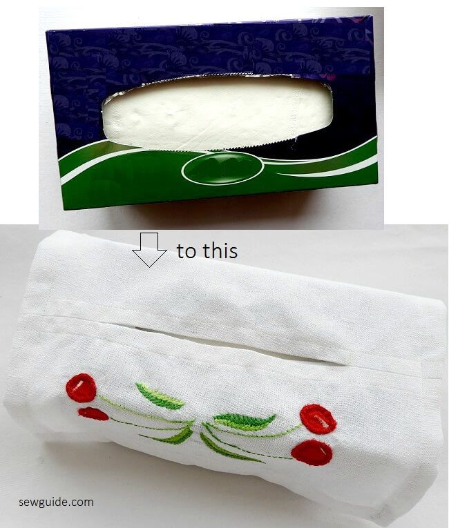 coser la cubierta de la caja de pañuelos 