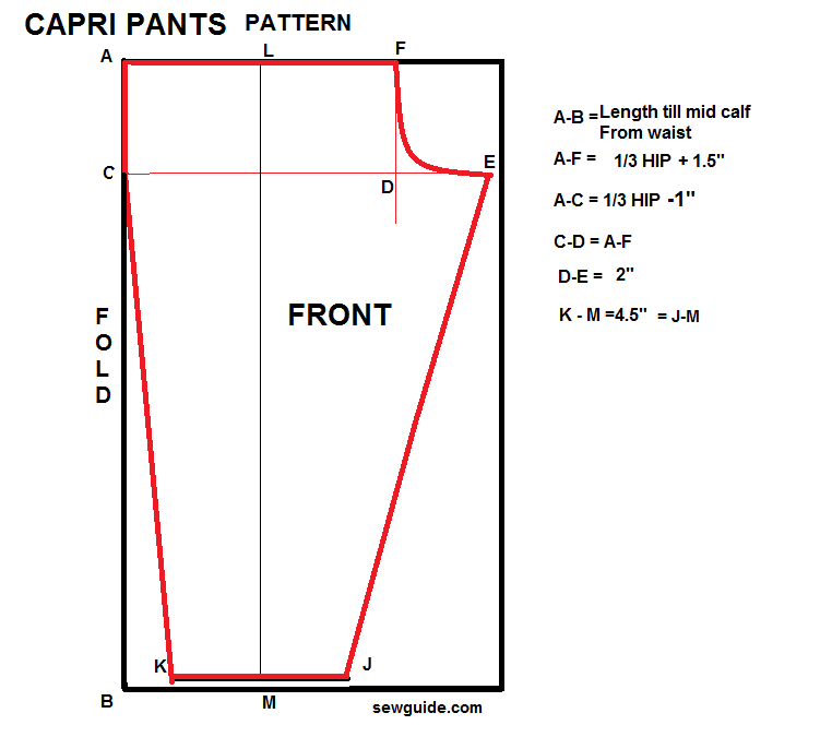 patrón de costura de pantalones capri
